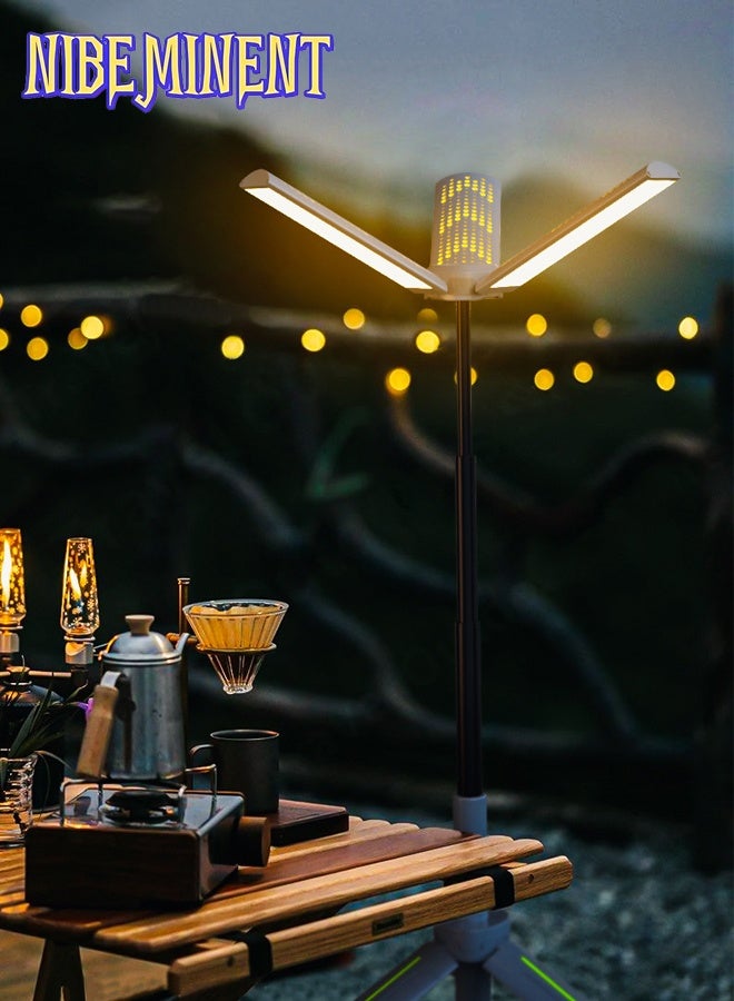 NIBEMINENT Rechargeable 8000mAh Camping and Work Light with Adjustable Stand 3.4 ft, 3000 Lumen Cordless Work Light Featuring 3 Adjustable Heads, Dimmable Emergency Flashlight with Telescopic Tripod - Image 2